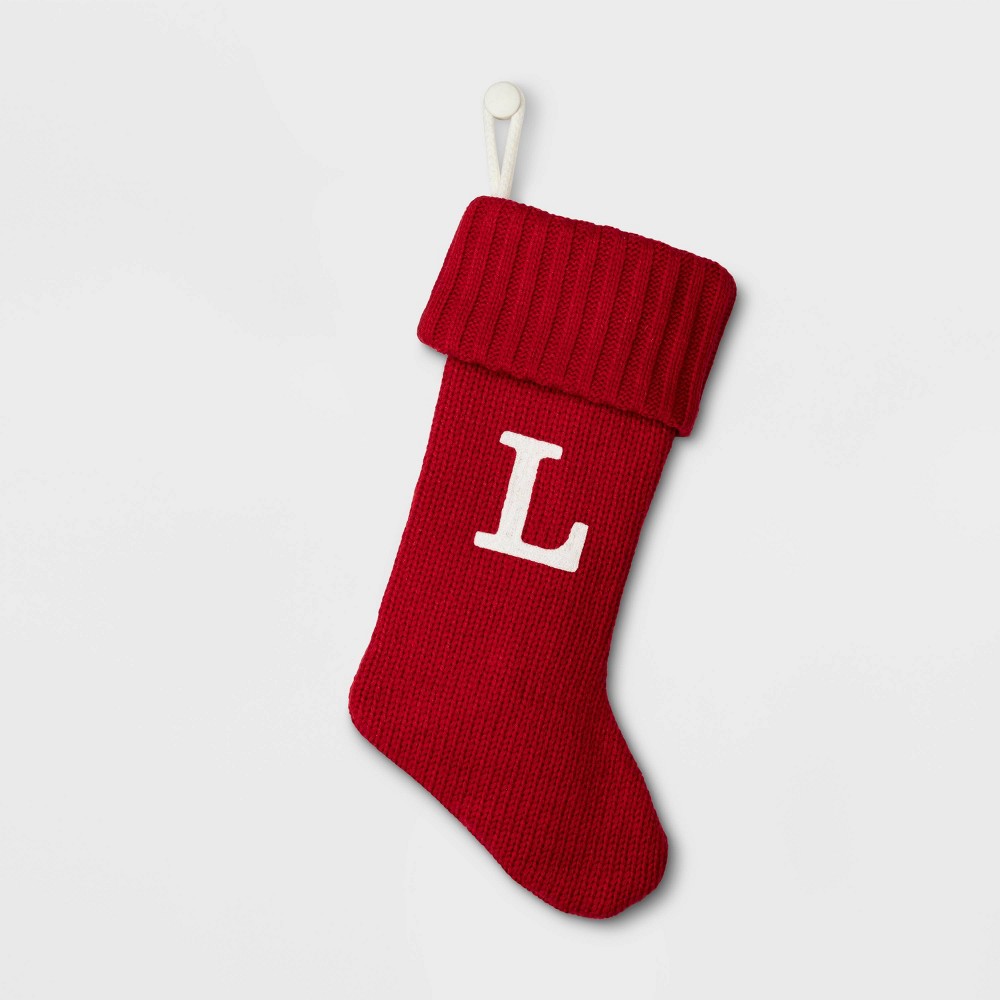 Knit Monogram Stocking Red L - Wondershop