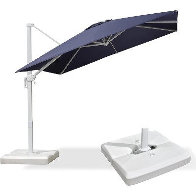 PURPLE LEAF Patio Umbrella White Cantilever Offset Umbrella Square Outdoor Umbrella with 360-degree Rotation for Garden Deck Pool