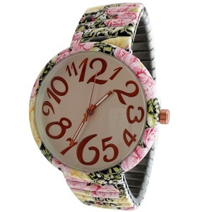 Olivia Pratt Big Dial Easy Reader Watch Floral Elastic Stretch Band Wristwatch Women Watch - 1 of 3