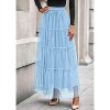 Tulle Skirts for Women 2025 Fall Fashion Elastic High Waisted Fairy Tiered Flowy A-Line Casual Maxi Long Skirt Army Light Blue - 3 of 4