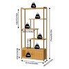 Artloge Large Natural Bamboo Bookshelf 70'' Tall Freestanding Storage Rack with Cabinet for Living Room Bedroom Hallway - 3 of 4