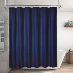 Water Repellent Soft Microfiber Fabric Shower Curtain or Liner for Bathroom, Decorative Embossed Pattern - 1 of 4