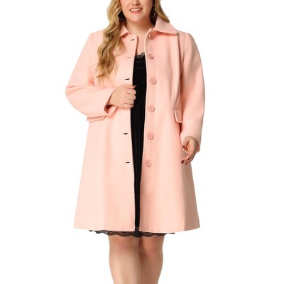 Agnes Orinda Women's Plus Size Peter Pan Collar Single Breasted with Pockets Long Winter Pea Coats