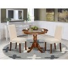 Round Dining Table Set 36 Inch - 3Pc Coastal Craftsman Table & Chairs - Linen Fabric Cream - 2 of 4