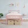 Bed Frame with Headboard and Footboard Featuring Iron Heart Design, Platform Bed for Boys and Girls, No Box Spring Needed, Easy Assembly - 2 of 4