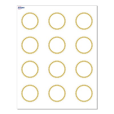 Avery® Cards, 2" Diameter, Gold Beads, Matte White, 120ct