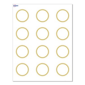 Avery® Cards, 2" Diameter, Gold Beads, Matte White, 120ct - 1 of 4