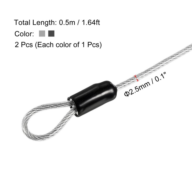 Unique Bargains Security Steel Cable Coated Luggage Lock Wire Rope with Double Loop, 2 of 6