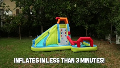Multicolor Inflatable Water Slide with Climbing Wall and Cannon