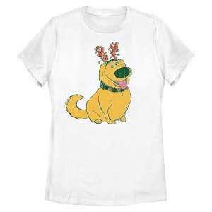 Womens Up Christmas Dug Reindeer Headband T Shirt - 1 of 4