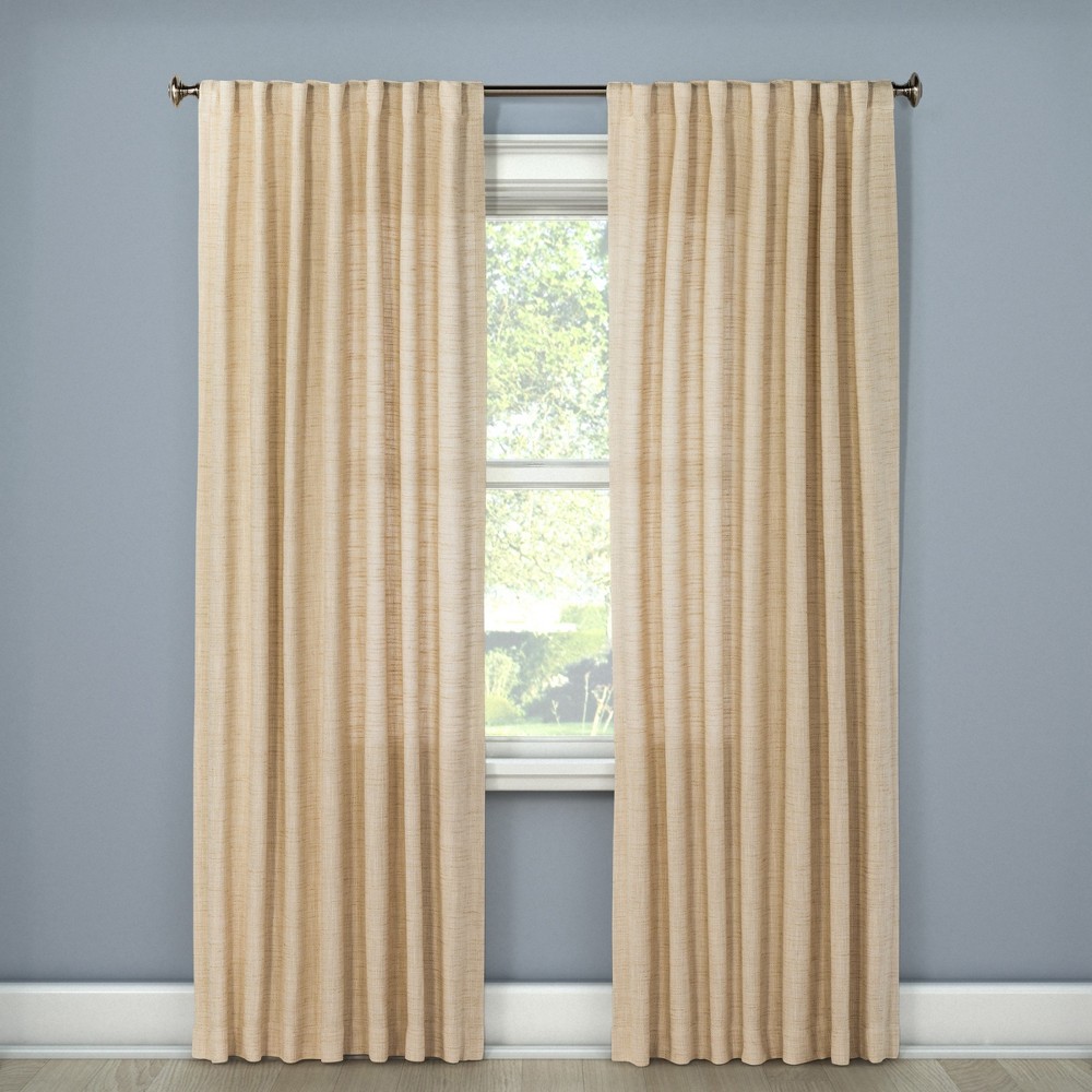 95 x 54 Cream Textured Weave Back Tab Window Curtain Single Panel