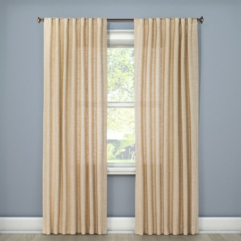 1pc Light Filtering Textured Weave Window Curtain Panel Cream - Threshold™, 1 of 7