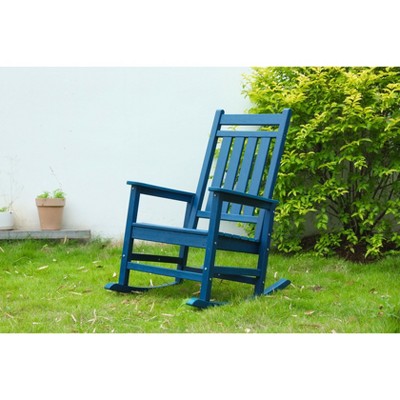 NicBex Oversized Rocking Chair with Wood-Texture, Patio Rocking Chair for Adults, All Weather Resistant Porch Rocker for Garden, Lawn