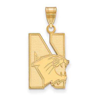 Black Bow Jewelry 14k Yellow Gold Northwestern Wildcats NCAA Large Pendant