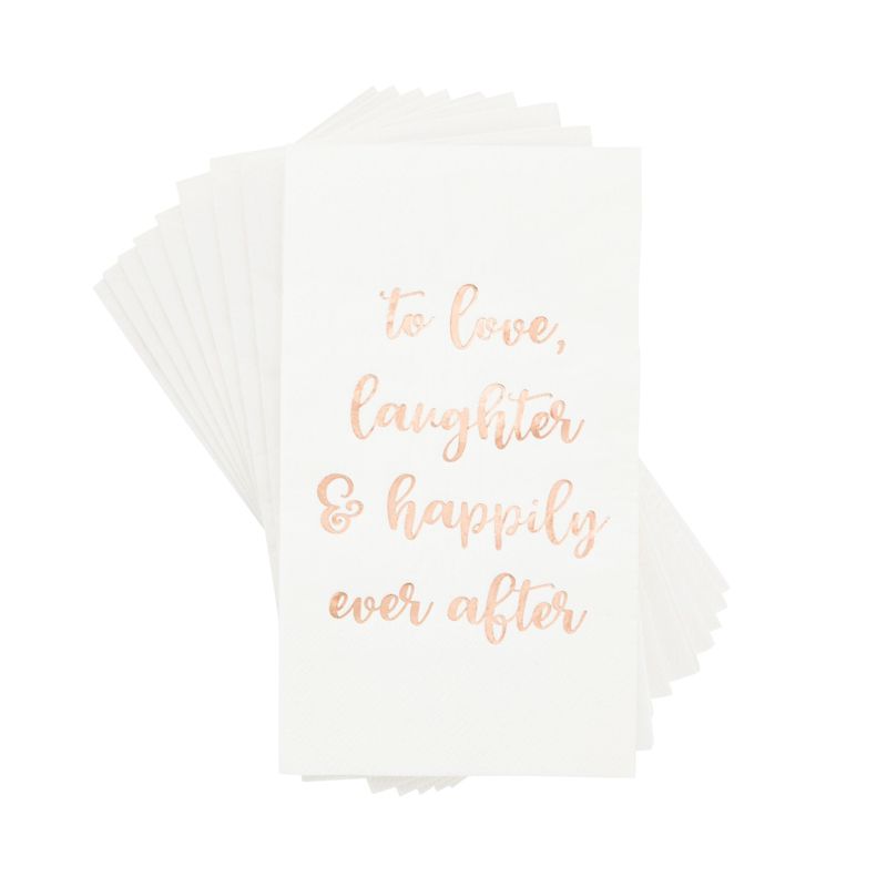 Sparkle and Bash 100 Pack White Wedding Dinner Napkins, To Love, Laughter and Happily Ever After, 4 x 8 In, 5 of 8