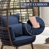 YARDSIGHT Egg-Shaped Rattan Lounge Chair with Ottoman Cushioned PE Wicker & Iron Frame Accent Chair for Cozy Indoor or Outdoor Seating - 4 of 4