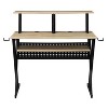 Gulches Natural & Black Music Desk with Cord Management ¨C Built-in Keyboard Tray, Hutch & Earphone Rack for Musicians/Composers - 2 of 4