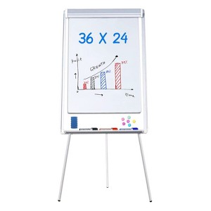 Maxtek Easel Whiteboard Height Adjustable 42" to 63" H Magnetic Mobile Whiteboard and Flipchart - 1 of 4