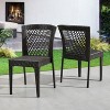 Infurnic Patio Dining Chairs 2PCS All-Weather Resistant Durable Space-Saving Design Versatile for Patio, Garden, Black, 20"*23.5"*32.75" - 2 of 4