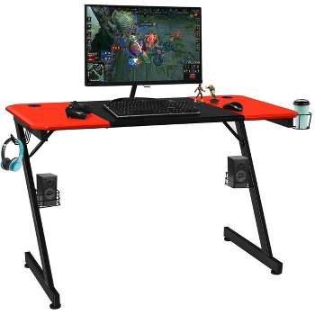 Clihome 48.25 in. Rectangular Red Computer Gaming Desk with Cup Holder  TCH-2ST06-RD - The Home Depot