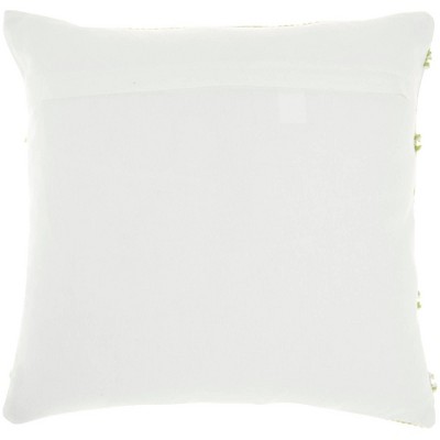 Green and Ivory Embroidered Square Outdoor Throw Pillow Set