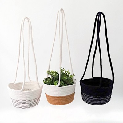 3ct Hanging Rope 8" Cotton Baskets - Bullseye's Playground™