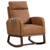 Rocking Chair Nursery,Glider Chair Nursery Chair with High Back and Side Pocket, Rocking Accent Armchair with Rubber Wood Legs - 3 of 4