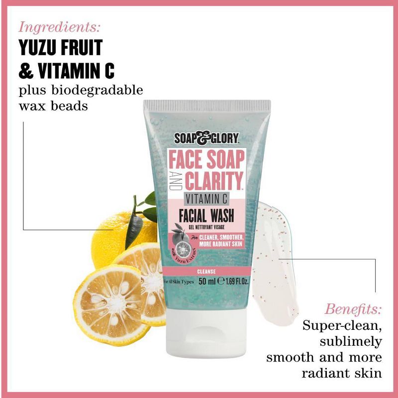 Soap &#38; Glory Face Soap &#38; Clarity 3-in-1 Daily Vitamin C Facial Wash Travel Size - 1.69 fl oz, 6 of 10