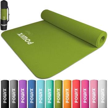 POWRX Yoga Mat TPE with Bag Exercise mat for workout, Green