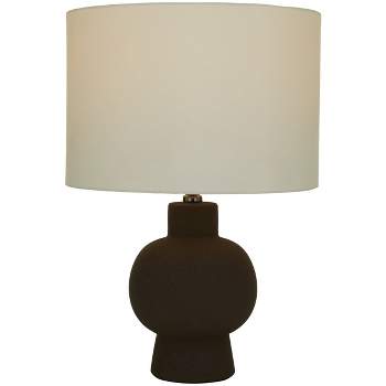 22" x 13" Ceramic Gourd Style Base Table Lamp with Drum Shade Black - CosmoLiving by Cosmopolitan