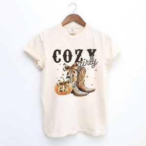 Simply Sage Market Women's Coquette Fall Western Boots Short Sleeve Garment Dyed Tee - 1 of 4