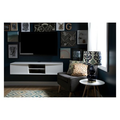 Agora Pure White Floating TV Stand with Cabinet