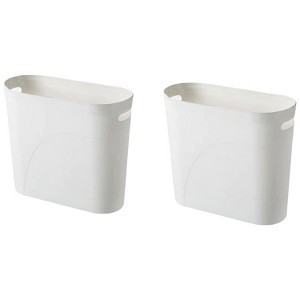 Aoibox Slim Plastic Trash Can for Bathroom, 3 Gallon Capacity, Set of 2 in White, Space-Saving Design for Small Areas - 1 of 4