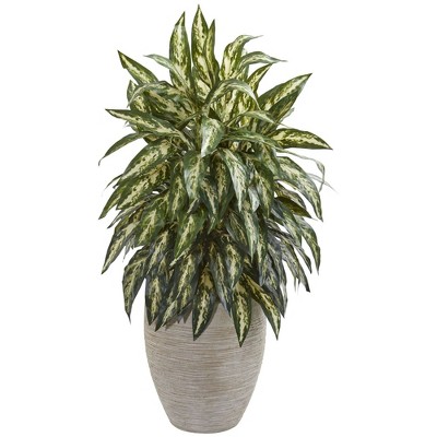 Nearly Natural 33-in Aglonema Artificial Plant in Sand Colored Planter
