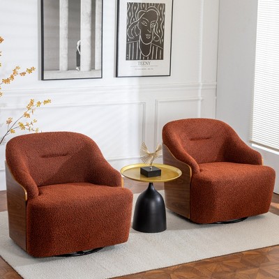 DYHOME 30.3" W Swivel Barrel Chair, Boucle Upholstered Accent Chair, No Assembly Required (Set of 2)
