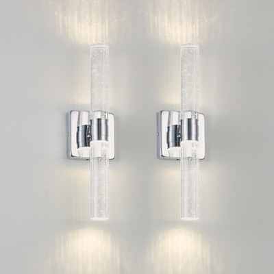 VYNXARIA Crystal Wall Lights, 17" Chrome Finish with Bubble Design - Modern Indoor Sconces