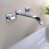 Sumerain Wall Mount Lavatory Faucet Two Handle Bathroom Faucet Brass Chrome - 3 of 4