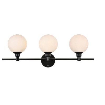 Elegant Lighting Cordelia 3 light Black and frosted white Bath Sconce