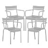 Emma and Oliver Powder Coated Steel Stacking Dining Chair with Arms and 2 Slat Back for Indoor-Outdoor Use - 2 of 4