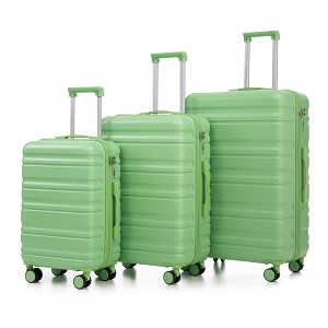 SEVOBAL Luggage 3 in 1 20"/24"/28" 3 pcs/set in ABS Spinner Wheel Luggage, Carry on Suitcase, Combination Lock, Green, 14.5"*9"*22.2" - 1 of 4