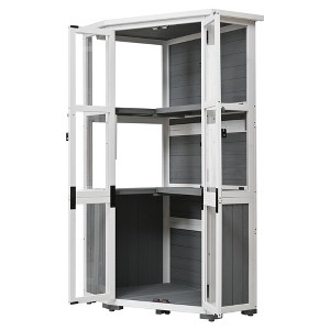 Gulches 63" Height Garden Wood Storage Cabinet Outdoor Tool Storage Shed, Greenhouse w/ Waterproof- Roof, Lockable Door for Backyard,Patio, Lawn, Gray - 1 of 4
