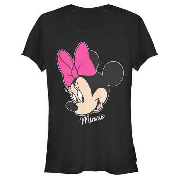 Juniors Womens Mickey & Friends Minnie Mouse Big Face T-Shirt