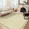 Scalloped Rug with Non Slip Backing, Low Pile Foldable Bordered Mats for Living Room, Bedroom - 2 of 4