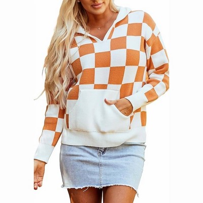 Women's Long Sleeve Check Sweater - 1 the Woman