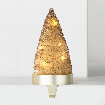 Photo 1 of Battery Operated Bottlebrush Tree Christmas Stocking Holder Gold - Wondershop