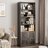 Industrial Oak Bookcase with Doors, 4-Shelf Storage Display, 71.4in Tall, 11.8in Depth, for Bedroom/Living Room/Home Office - 3 of 4