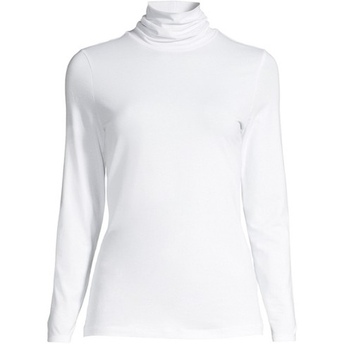 Lands' End Women's Petite Lightweight Fitted Turtleneck - Small - White ...