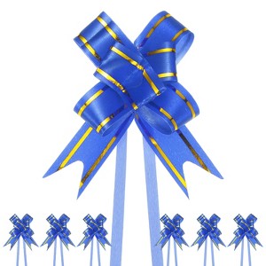Unique Bargains Plastic Gold Edge PP Plastic Glossy Appearance Gift Wrap Satin Pull Bows 200 Count - 1 of 4