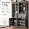 Whisen Freestanding Buffet with Hutch, Tall Kitchen Pantry Cabinet with 4 Drawers, Door Shelves and Pull-out Trays - 3 of 4
