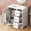30" Modern Minimalist Bathroom Vanity with Ceramic Sink, Rubberwood Frame Cabinet with 3 Drawers & 1 Soft-Close Door - ModernLuxe - 3 of 4